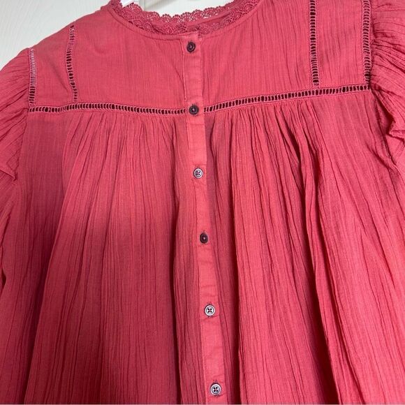 Free People dusty rose, earthy tone color short, flowy, light weight blouse S - Picture 7 of 11